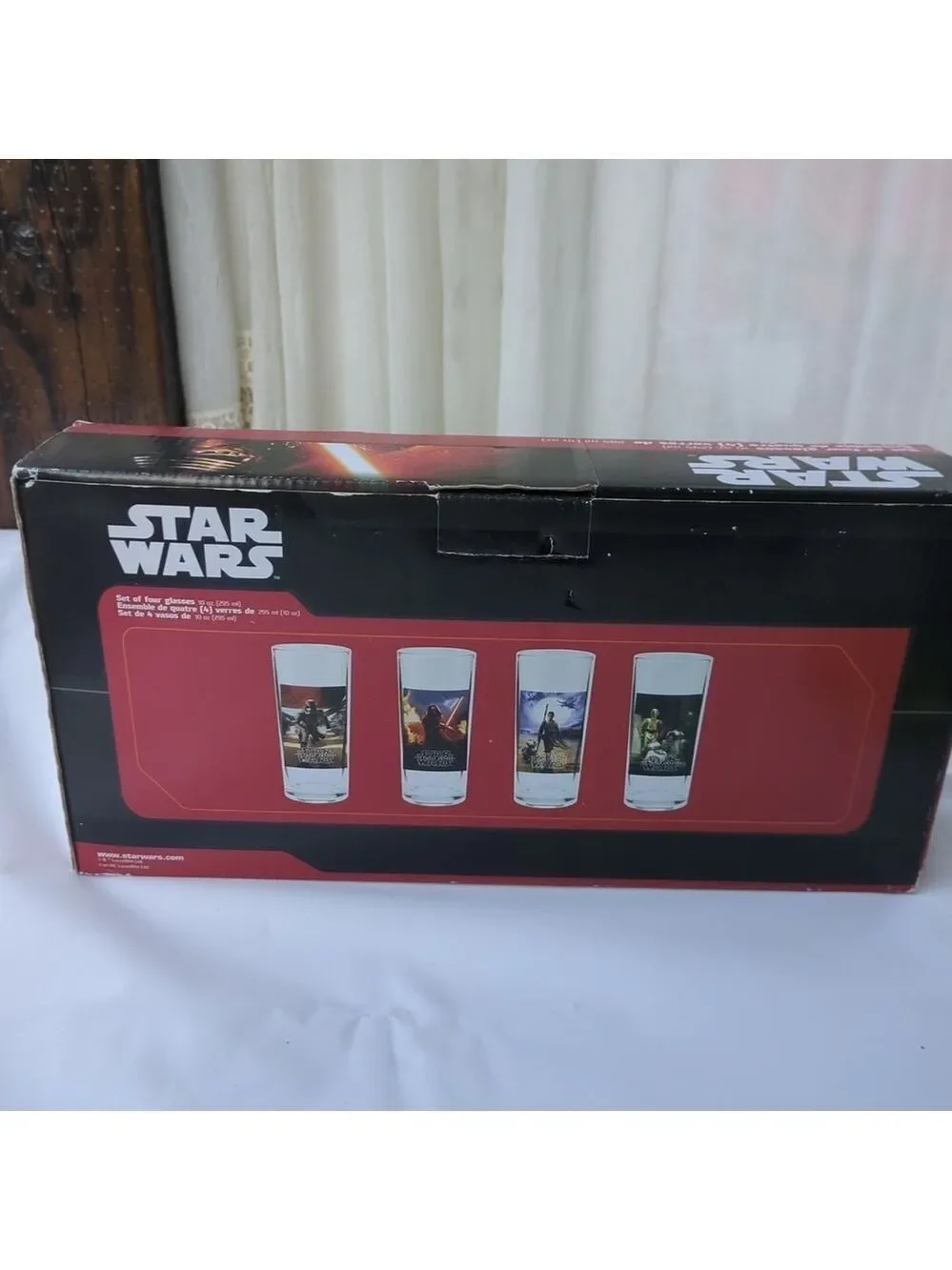 New Set of 4 Star Wars The Force Awakens 10 Oz Glasses Set B#IO
